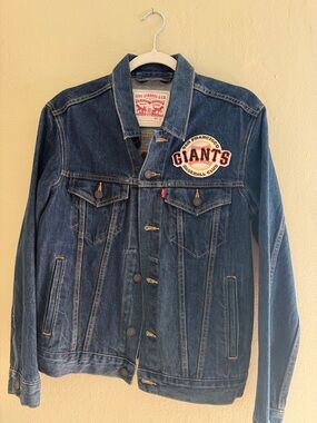 Levi's Dark Blue Denim Jacket with Giants Patch